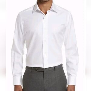 David Donahue Mens Shirt Size 15.5 34/35 White Trim Fit 100% Cotton Button Down